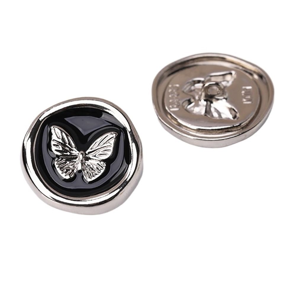 10 Pezzi Bellissimi Bottoni a Farfalla 15/18/23mm Bottoni con Gambo in Metallo Moda Abbigliamento Accessori for Cucire(Silver,15mm)