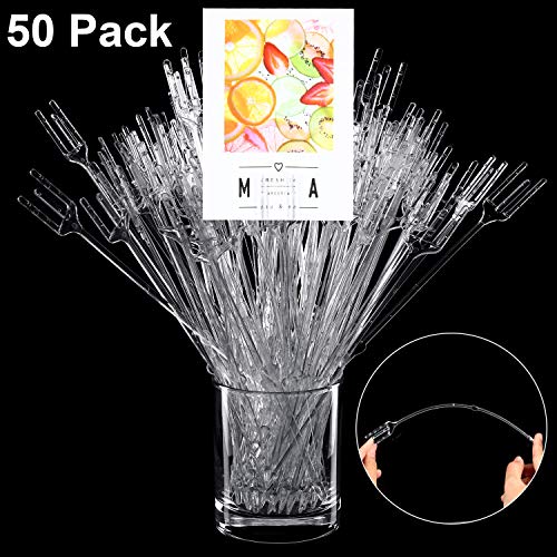 Maitys 50pack 12.2 inches Plastic Straight Head Floral Picks Flower Pick Card Holders