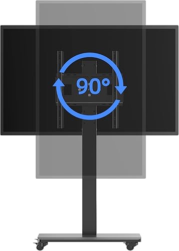 XINLEI Carrito de TV móvil giratorio con ruedas, soporte de TV rodante para televisores de pantalla plana de 26 a 55 pulgadas, vertical a paisaje,