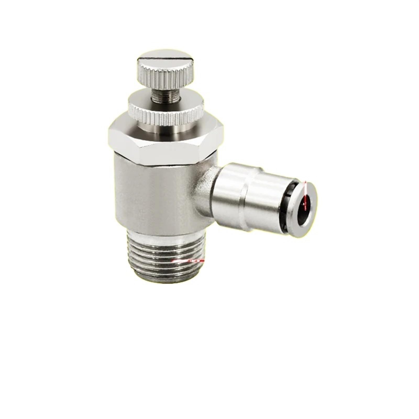 IEUMJNAT 1PCS SL4/6/8/10/12mm All Copper Nickel-Plated Quick Plug Trachea Pneumatic Cylinder Speed Valve Throttle External Thread(SL6-03)