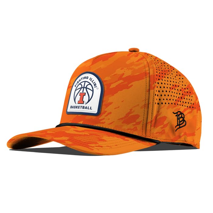 Branded Bills Officially Licensed x Illinois Illini Blaze Orange Camo Curved 5-Panel Illinois Basketball PVC