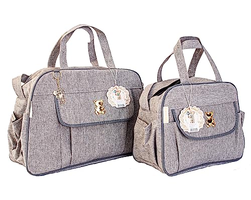 Kit Bolsa Mala Maternidade Menino Menina Bebe Reforçada Mescla (Cinza)