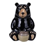 PT Black Bear Glossy Ceramic Cookie Storage Jar