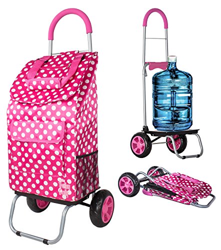 Image of dbest products Trolley Dolly Shopping Grocery Foldable Cart Storage Mom, Pink Polka Dot
