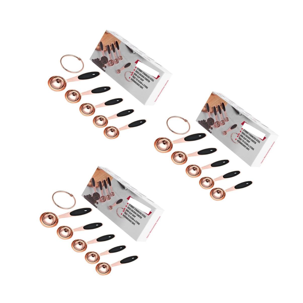 ULTECHNOVO 3 Ensembles Ensemble De Cuillères à Mesurer Cuillere Doseuse Accessoires De Cuisine Outil De Cuisson Acier Inoxydable Rose