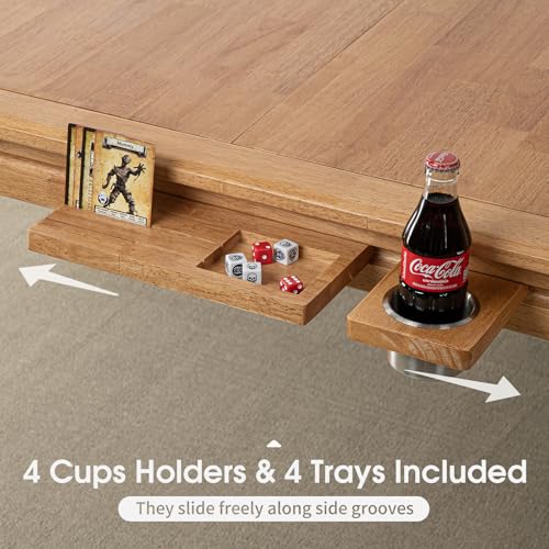 Image of Board Game Table with Removable Table Top, Seats 4 to 6 Players with 57in x 33in Play Area, Includes Play Mat, Detachable Cup Holders and Dice Trays, Minimal Assembly Required