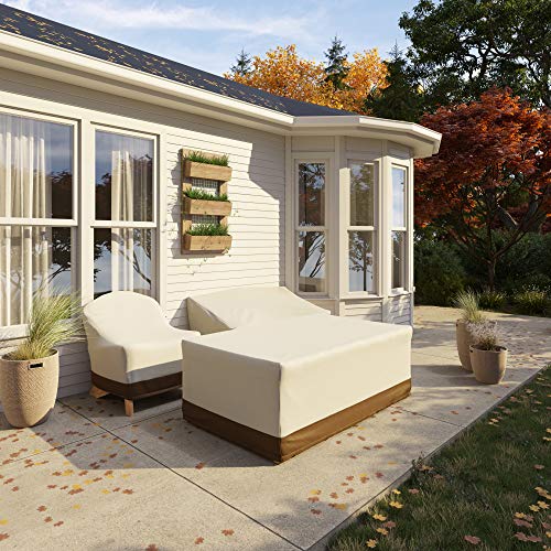 Amazon Basics Outdoor Patio Dining Table Cover, Waterproof, Anti-UV, Durable, Beige/Tan, 75"x45" - Image 3