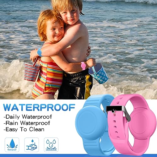 Waterproof Bracelet Compatible with Airtag Case for Kids(2 Pack), Soft Silicone Hidden Wristband, Lightweight GPS Tracker Compatible with Apple Air Tag Watch Band for Child (Grow in Dark Blue & Pink) - Image 3