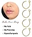 FIBO STEEL 12 Pcs Surgical Steel Fake Nose Hoop Ring Faux Clip On Nose Ring Set Body Piercing Jewelry 3C