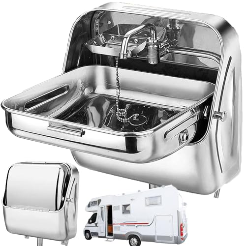 Fregadero plegable de acero inoxidable para caravana, caravana, cocina, barco, bar, restaurante, escuela, diseño de ahorro de espacio