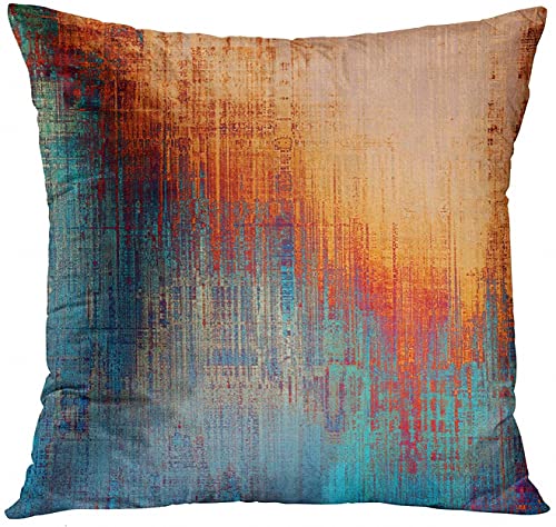 Emvency Set Of 4 Throw Pillow Covers Vintage Abstract Blue And Orange Messy Rust Painting Decorative Pillow Cases Home Decor Standard Square 20X20 Inches Pillowcases #TOP2