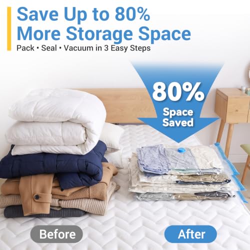 Image of Fygrip Vacuum Storage Bags with Hand Pump, Plastic Packaging Bags, 80% Space Saver Vacuum Seal Bags for Clothing, Travel Lugggage, Blankets, Comforters, 10 Large