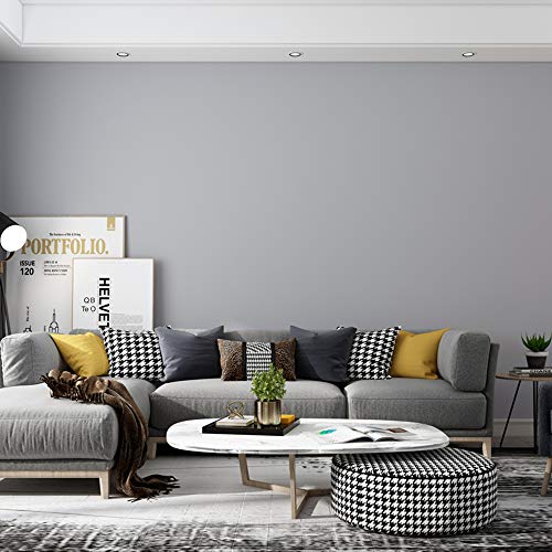 Image of practicalWs Gray Self-Adhesive Wallpaper Film Stick Paper Easy to Apply | Peel And Stick Wallpaper Shelf Liner Table Cabinet and Door Reform Wall paper 15.75 Inch By 9.8 Feet
