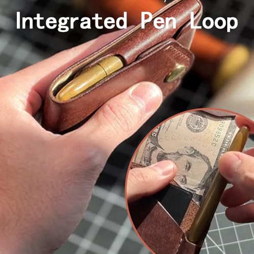 Vintage Handmade Leather Wallet,Vintage Handmade Leather Wallet With Pen,Multifunctional Compact Wallets,Vintages Handmades Leathers Wallets Shape Walletes & Pen (2)4