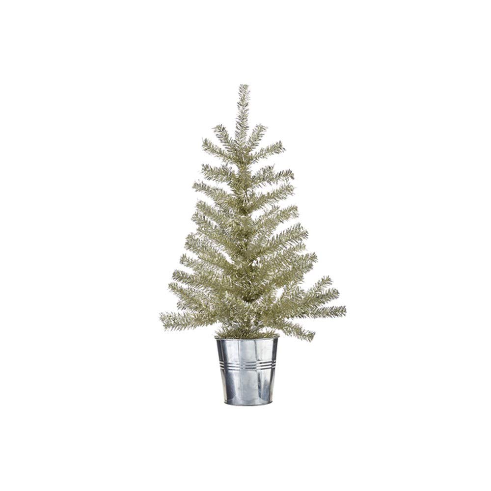 Raz Imports 2021 Country Kitchmas 24-inch Tinsel Tree in Galvanized Bucket