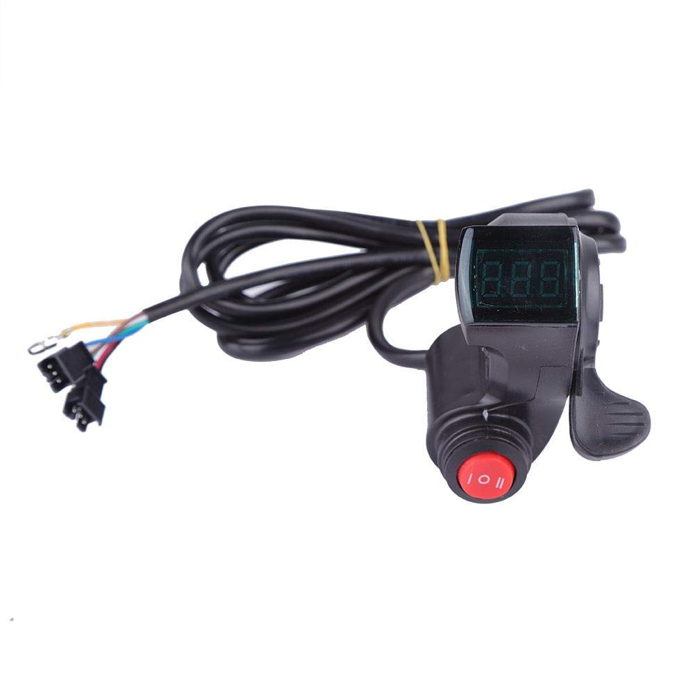 VGEBY Accélérateur du Pouce de Scooters Électriques, Contrôle de Vitesse du Papillon pour Vélo Électrique à Commutateur de Vitesse avec Affichage Numérique de Tension LCD