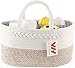 WHATWEARS Baby Windel Caddy Organizer, Baumwollseil Gewebt Windel Korb Organizer, Tragbare Windel Organizer mit 3-Compartment, Wechselbaren Fächer(Braun)