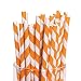Orange Striped Paper Straws - 24 pcs