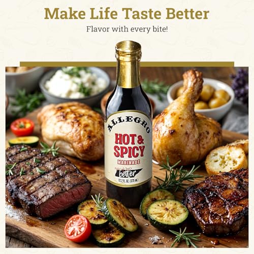 ALLEGRO - The Marinate Everything Marinades | Perfect Marinades for Meat & Veggies | Marinade for Grilling, Roasting & Cooking | Kosher & Gluten Free | 12.7 Oz (Pack of 6) - Hot & Spicy