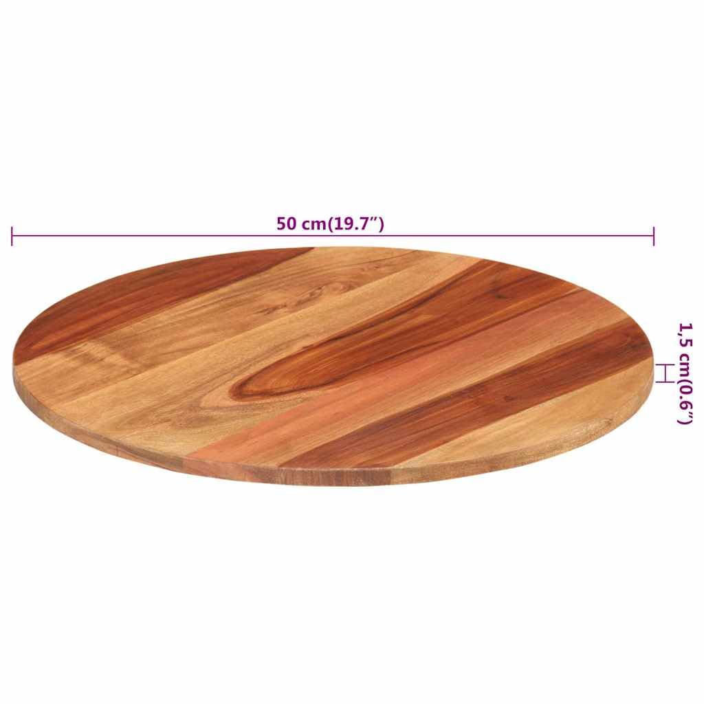 Hothingwell Runde Tischplatte aus massivem Akazienholz, 15-16 mm, 50 cm, Platte für Restaurant, Café, Hotel, leicht zu reinigen mit einem feuchten Tuch