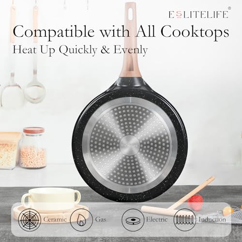 Image of ESLITE LIFE Nonstick Crepe Pan Set with Spreader Induction Compatible, PFOA & PTFEs Free