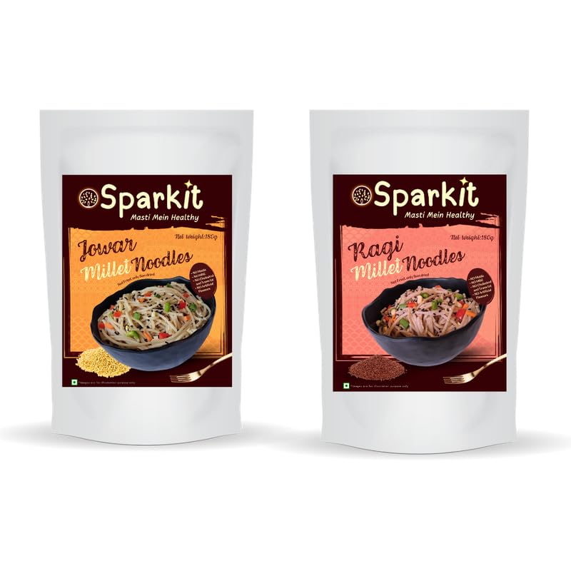 Sparkit Masti Mein Healthy Jowar and Ragi Millet Noodles | No Maida, No MSG, Sun-dried, Not Fried, No Preservatives | Pack of 2 (B0D7D3LFB4) Amazon Price History, Amazon Price Tracker