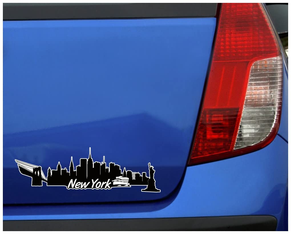 Samunshi® New York Skyline - Adesivo per auto, motivo città, 15 x 4,6 cm, colore: Nero