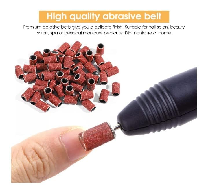 Bolt Bee Sanding Bands for Nail Drills with Mandrel Nail Drill Bits |100 Pieces Nail Sanding Bands For Manicure,Pedicure | Professional Remove Gel Acrylic Cuticle Nail File Bit Tools for Home,Salon 1