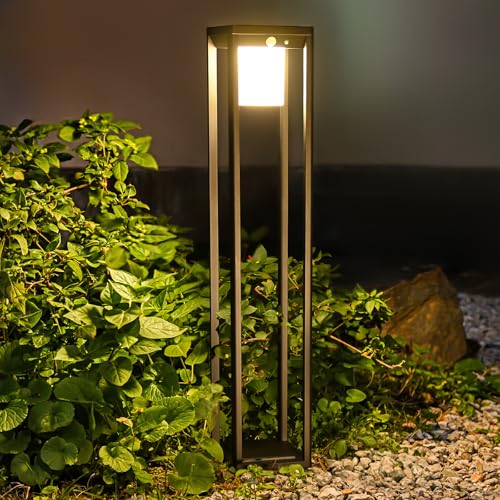 BRIMMEL Solar Motion Pathway Lights Outdoor, Aluminum Waterproof Floor Lamp,