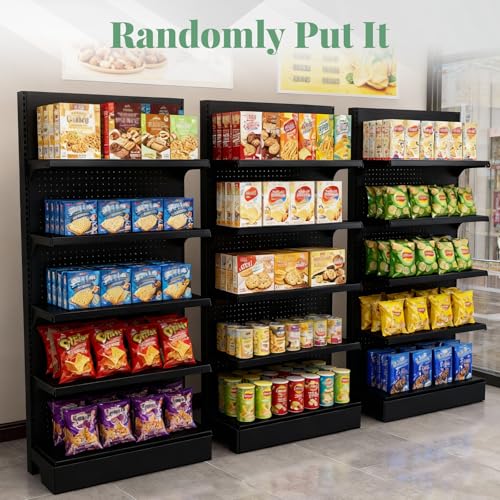 Noliven 77 * 36in Pegboard Display Stand, Gondola Retail Wall Display, Detachable Alloy Steel with 30 Hooks, Standing Peg Board Rack with 4 Single Side Panels for Grocery Stores & Tool Room, Black by Noliven - Image 2