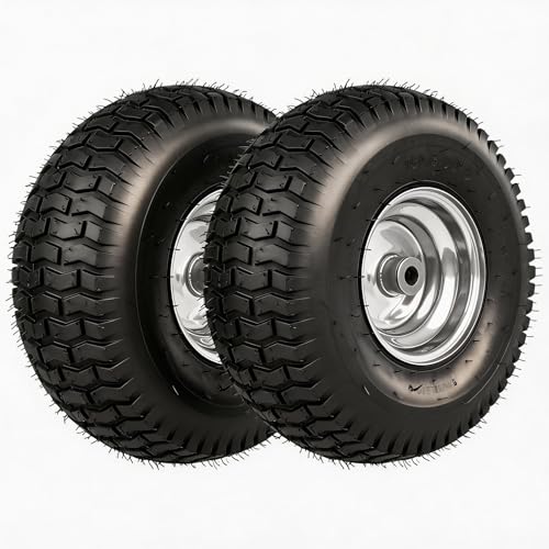 15x6.00-6 Lawn Mower Tire and Wheel 570LBS Capability Compatible with J ohn Dee re C ub Cad et C raftsman H usqvarna Riding Tractors and Mowers 3/4 Bushing 3 Centered Hub 2 Pack