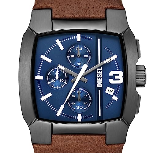Diesel Leather Analog Blue Dial Men Watch-Dz4641, Brown Band - Image 4
