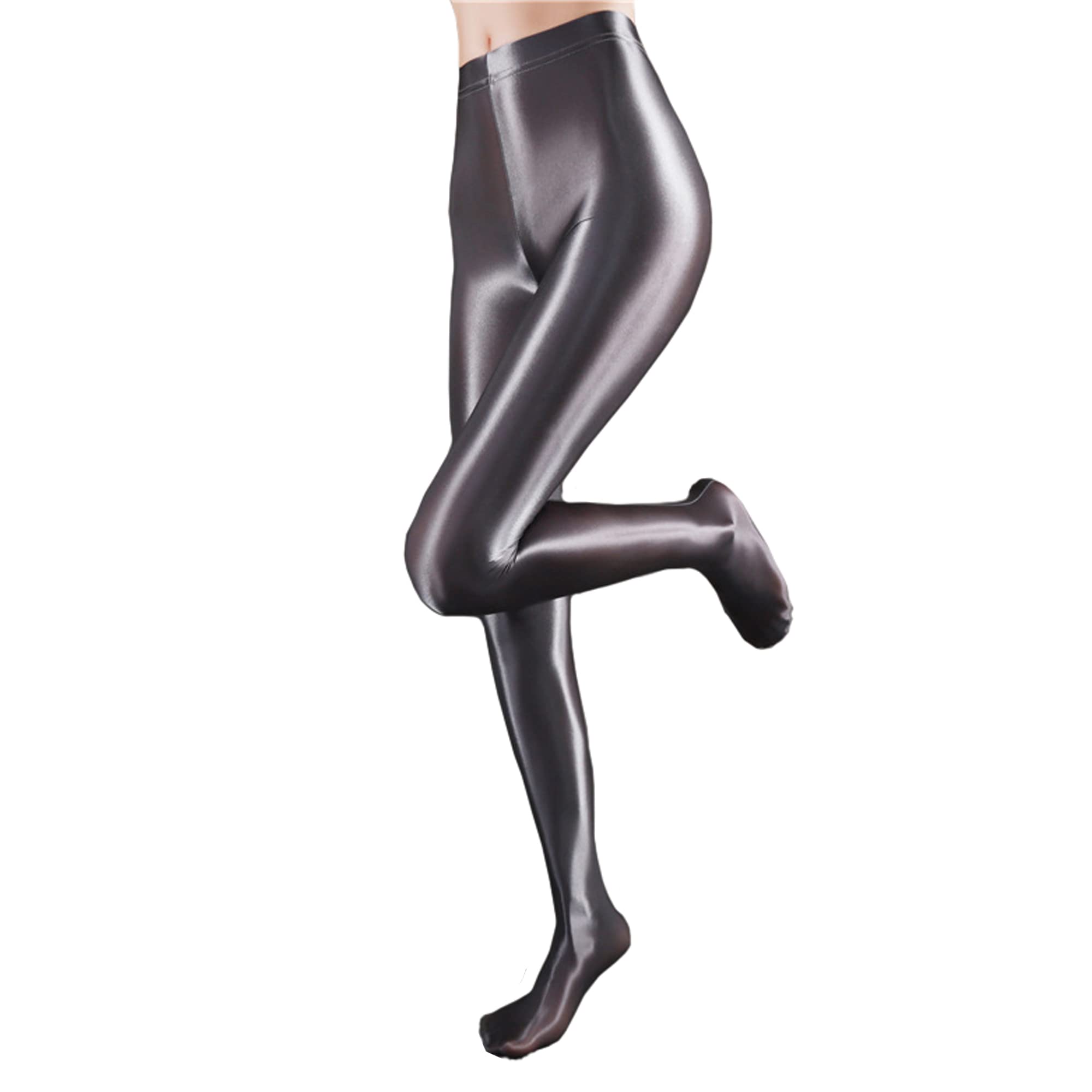 cloudmall Women Sexy Semi Opaque Pantyhose Running Tights Yoga Leggings Oil Shiny Stocking
