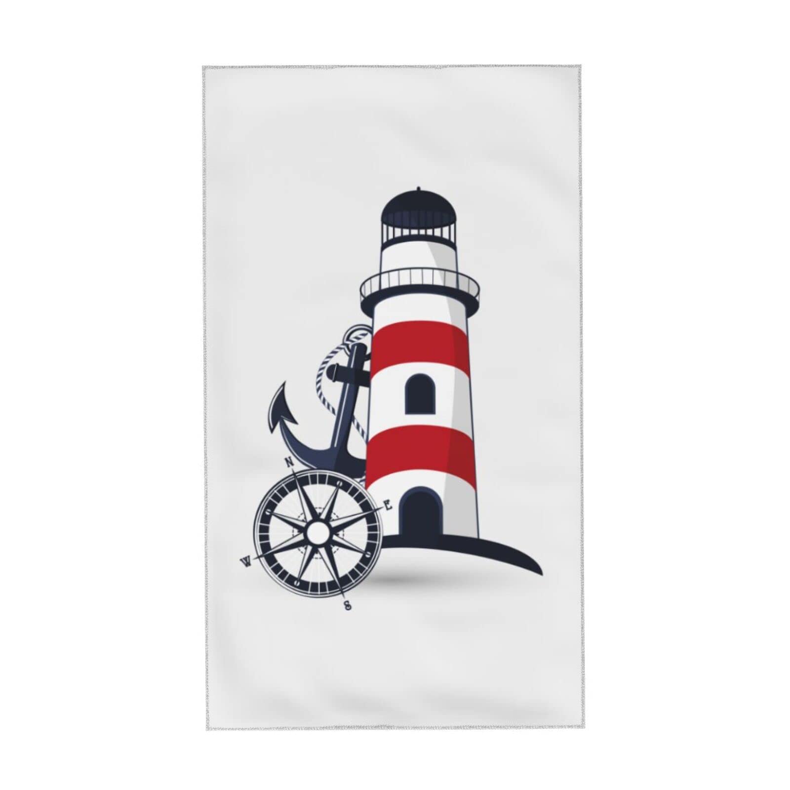 Nautical Theme Anchor Lighthouse Highly Absorbent Decorative Hand Towel Multipurpose for Bathroom Hotel Gym Spa Soft Fingertip Towels