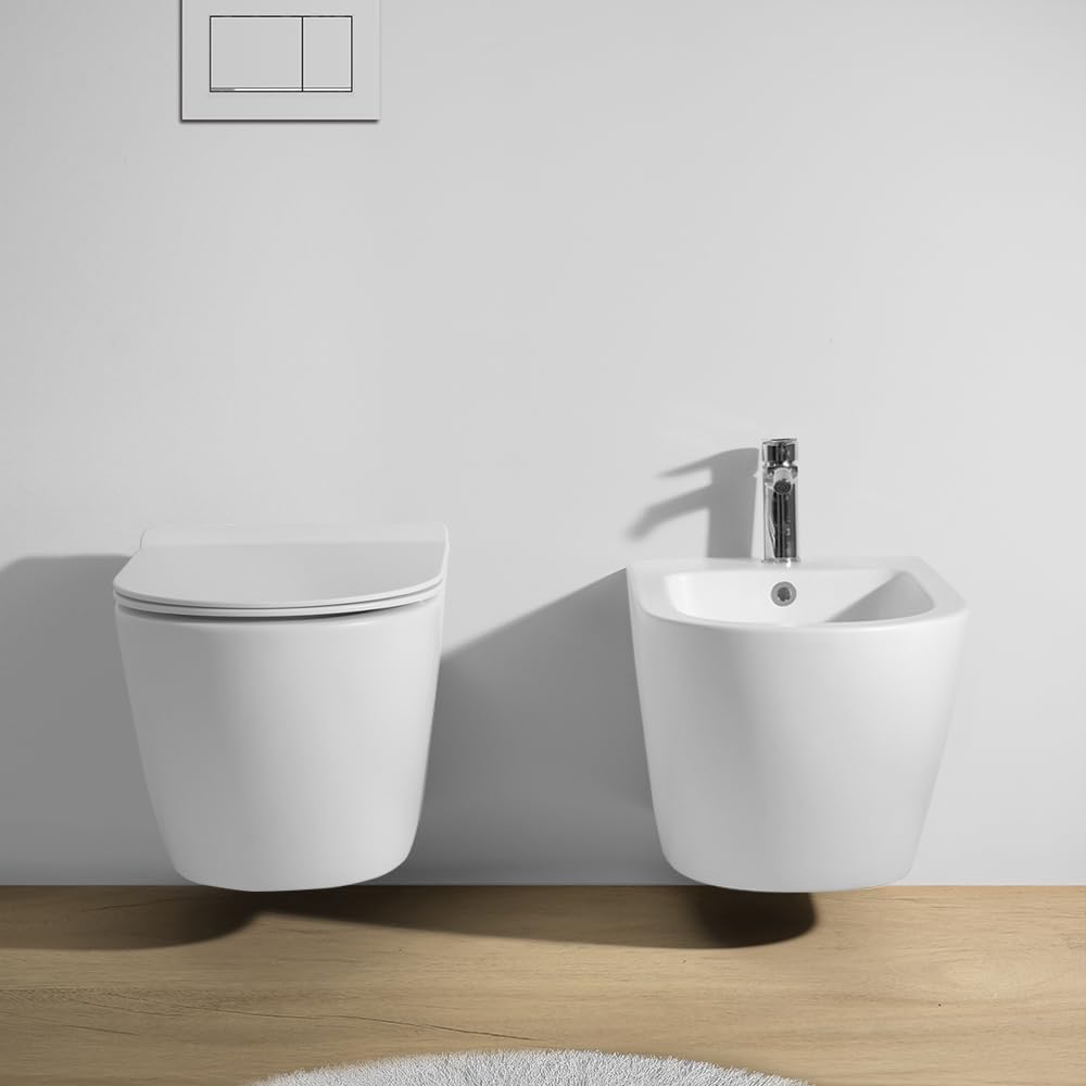 WC Sospeso Ceramica Bianco Opaco Scarico Rimless Tokyo