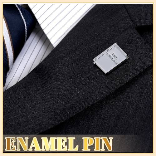 Image of Landical Christian Enamel Pin Gift Bulk, Holy Bible Scripture Square Lapel Pins for Suit Jacket Jesus Back to School Religious Party Supplies Women Men Badge Bagpacks