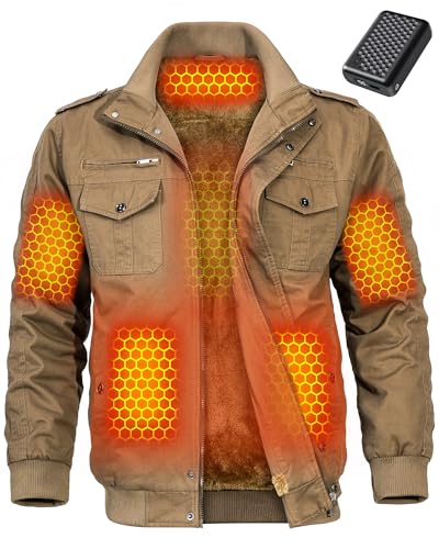 Men Heated Jacket Battery Pack Included 12v Sherpa Fleece Lined Self Heating Camo Coat Warming Clothes Motorcycle Work Best Puffer Rechargeable USB Electric Graphene Apparel Sweater Sweatshirt Vest