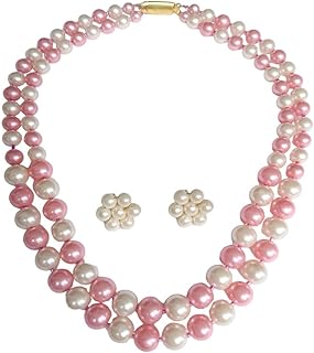 Pink-And-White-Pearls-beaded-Moti-Mala-Necklace-Jewellery-Set-For-Women-amp-Girls-Mala-Set-Women-x