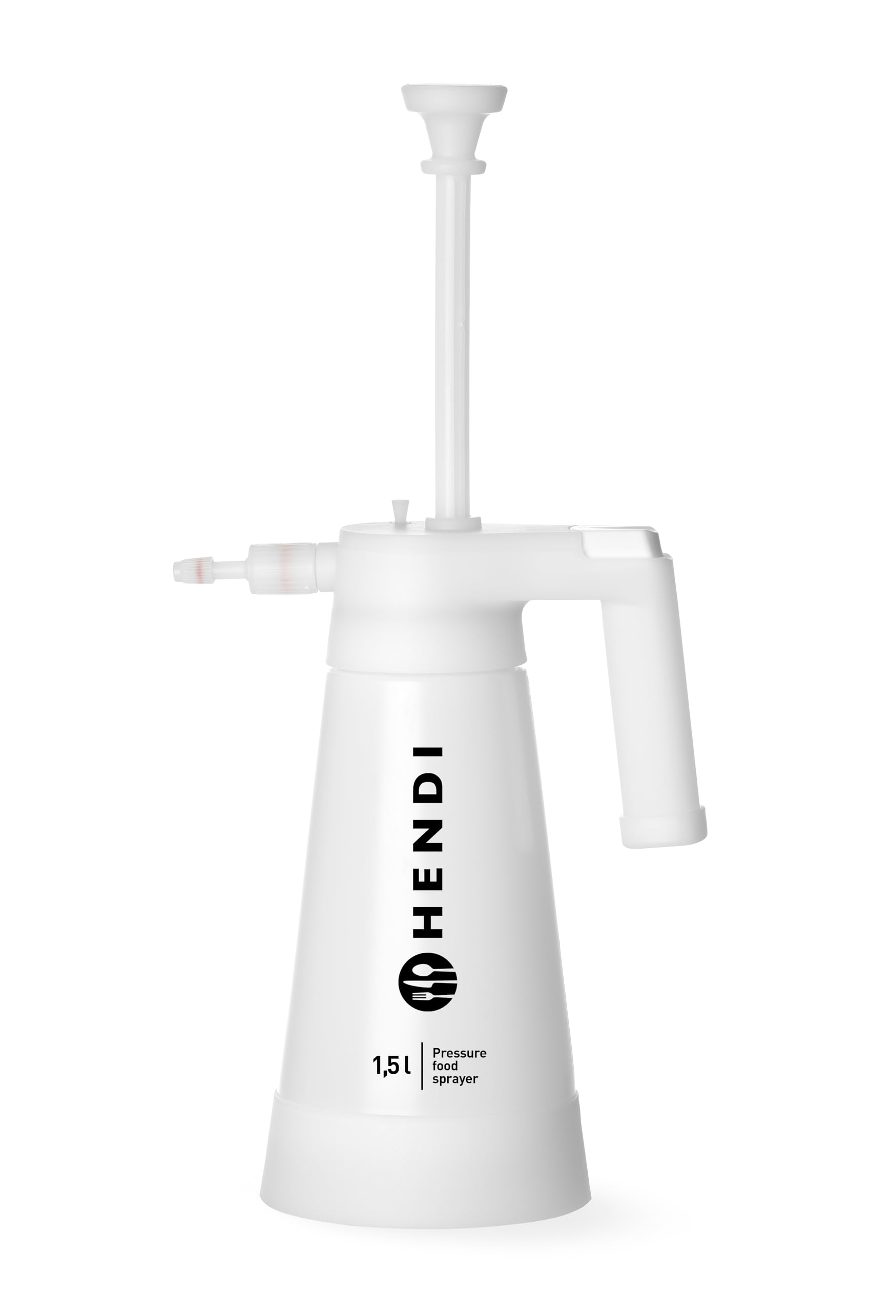 HENDI Pulverizador alimentario a presión, spray difusor atomizador, apto para el contacto con alimentos, para usar con aceites, agua, clara y yema de huevo, saborizantes, boquilla regulable, 1,5L,HDPE