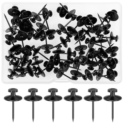 Image of Double Headed Picture Hanging Nails, 60 Pack Small Head Hanging Nails, Picture Photo Hanging Hook Pins Decorative Nail Hook Hangers for Home Office School (Black)