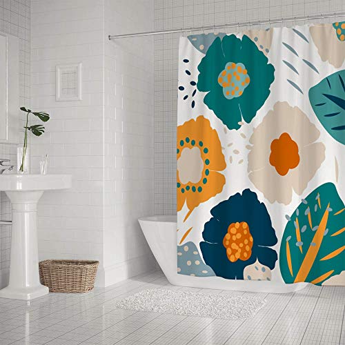 Rideau de douche polyester moderne lavable en machine avec crochets inclus - 3