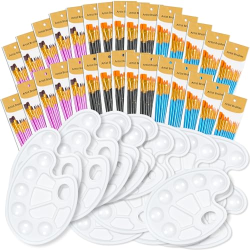 Image of S & E TEACHER'S EDITION 330 Pcs Paint Brush Set | 300 Pcs Paint Brushes, 30 Pcs Palettes, Create Art Painting