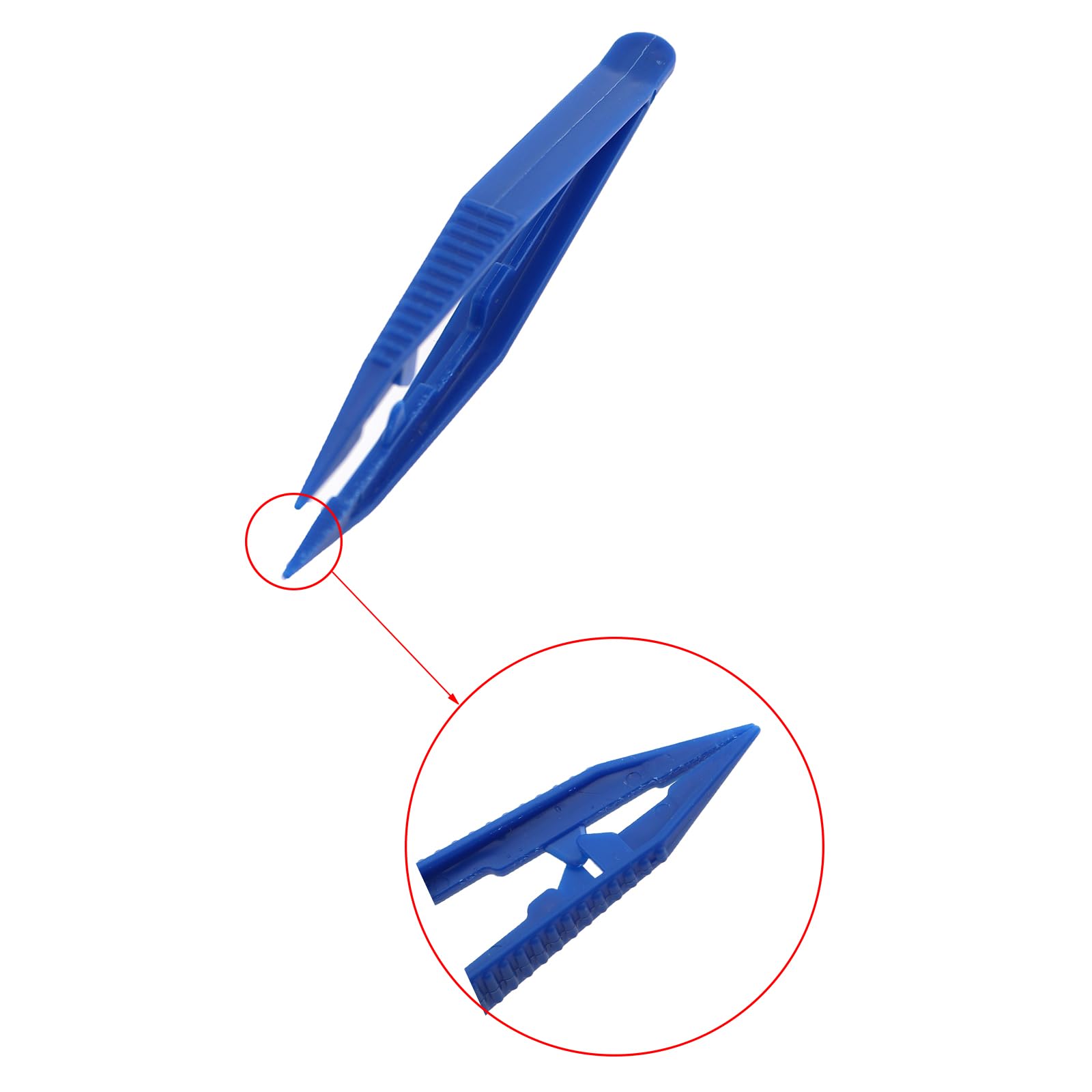 Kunststoff-Pinzetten, Einweg-Pinzetten, 100 x 8,4 mm, für Bohnen, Rechtschreibbohnen, kleine Pinzette, Erste-Hilfe-Pinzette, für medizinische Handwerk, Gaze-Labs usw., Blau, 15 Stück