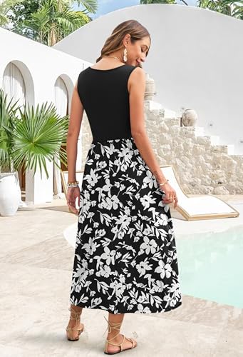 Image of WNEEDU Women's Summer Maxi Dress Casual Sleeveless Sundress