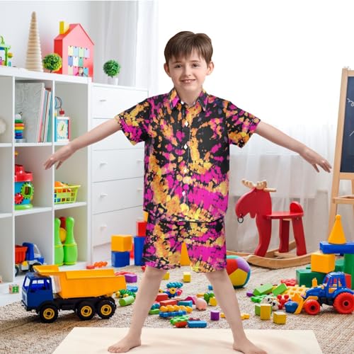 Image of visesunny Boy's 2 Pieces Shirt and Short Set Casual Shirts Short Sleeve Beach Shorts Summer Outfits for 3-10 Years Kids