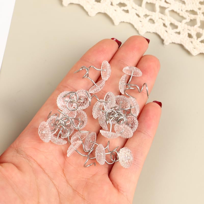Generic 100x Clear Heads Twist Pins Fixed Fastener for Household Upholstery Blankets Chair Sofa Decorate Repaired Loose Drapery Pins