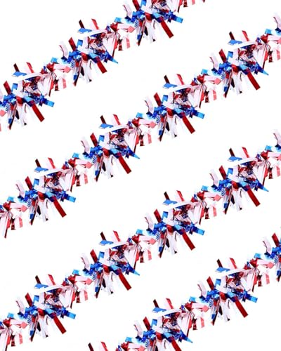 Image of 4th of July Decorations,Memorial Day Decorations,Independence Day Decor,Patriotic Decorations ,Red White and Blue Garland(3pc,19.68 Ft) Party Decor