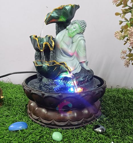 Image of Decorative Water Fountain for Home Decor, Office, Indoor & Outdoor, Garden, Puja Room, Vaastu, Reception, Spa, Gifting. (Grey Buddha UR-048)