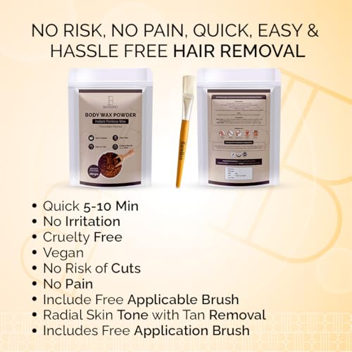Image of Chocolate Hair Removal Wax Powder for Women & Men | Professional & Painless Herbal Wax Powder with Natural Ingredients for All Skin Types | Quick, Easy to Apply Hair Removal for Smooth Skin with No Irritation or Skin Rashes 100 gms