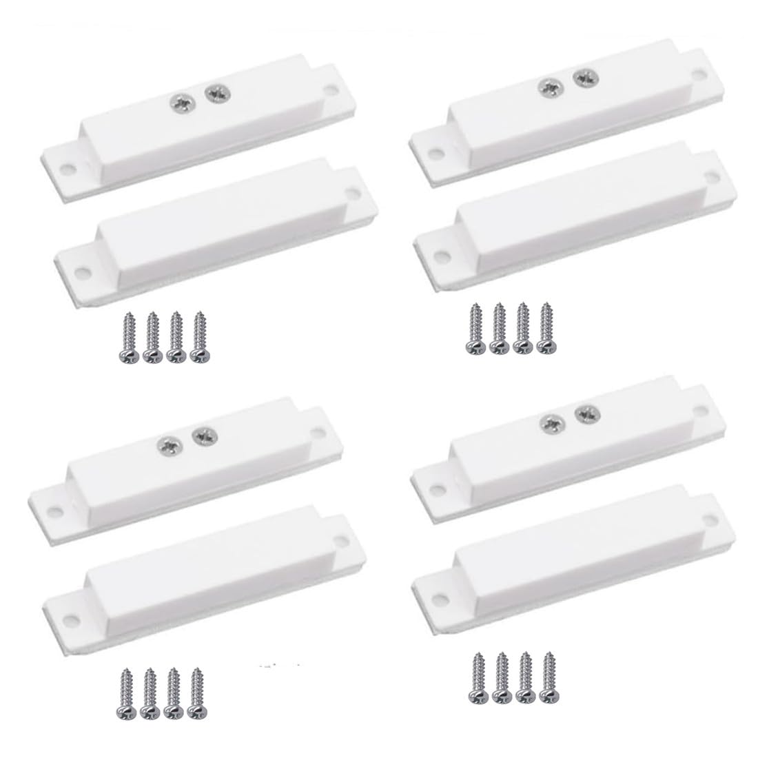 NC Wired Surface Mounted Alarm Magnetic Door Contact Sensor Door Window Reed Switch Sensor with Double Side Tape for Security 4 Sets